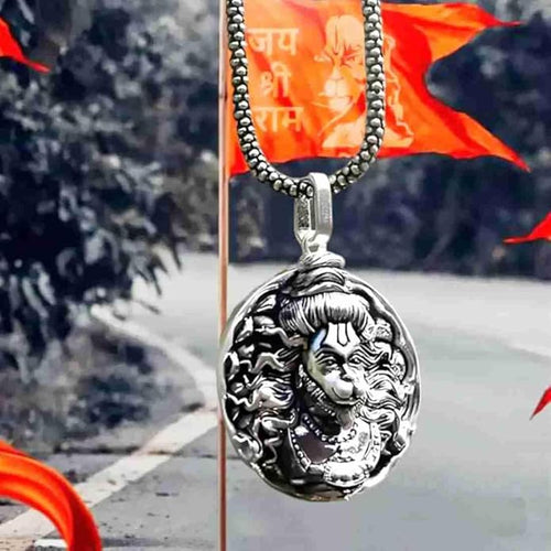 Hanuman ji Silver Pendant With Chain