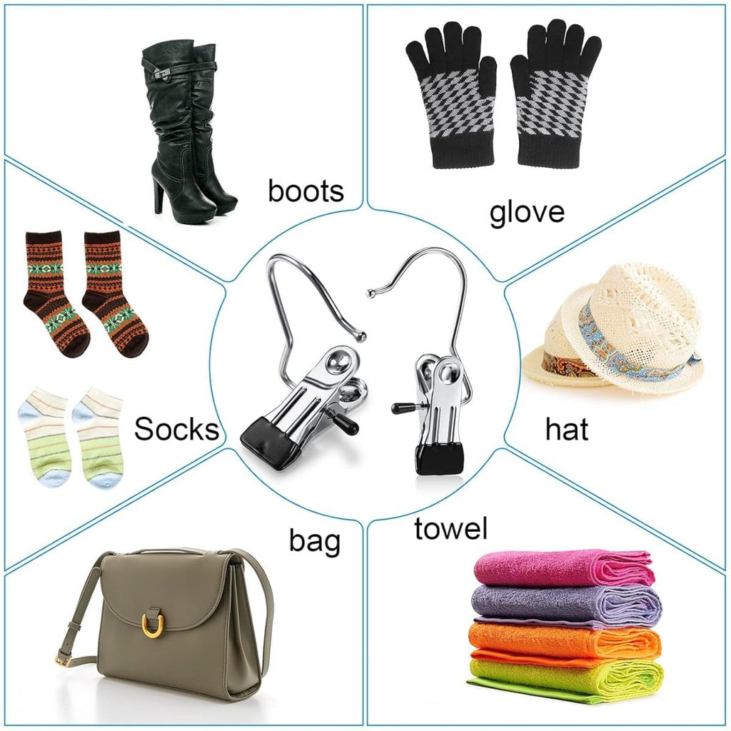 Boot Hanger For Closet Laundry Hooks With Clips (10 Pcs)